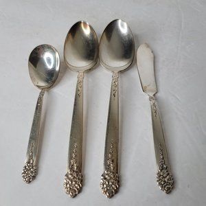 National Silver King Edward 4 Serving Pieces Vintage Silverplate Flatware